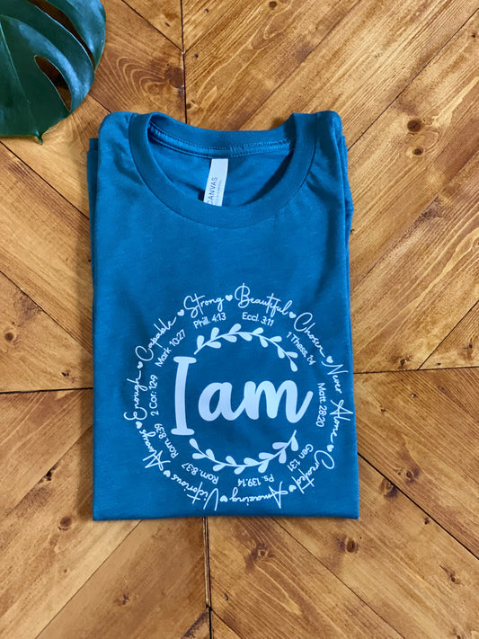 I am strong, beautiful, Chosen, Never Alone, Created, Amazing, Victorious, Always, Enough, Capable tshirt