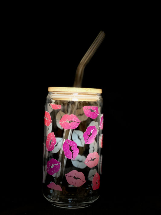 Kisses Iced Coffee Cup Glass