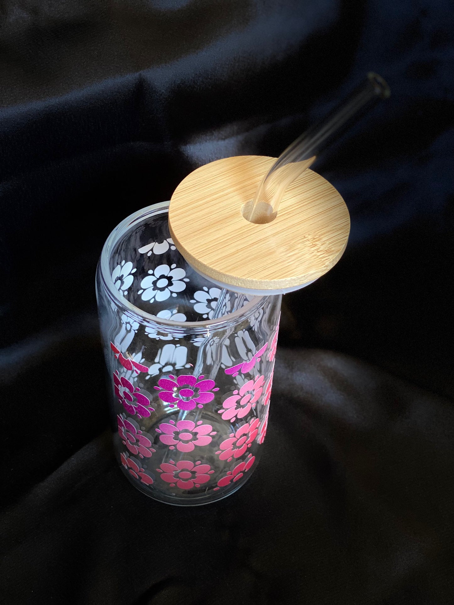 Color flower Iced Coffee Cup Glass