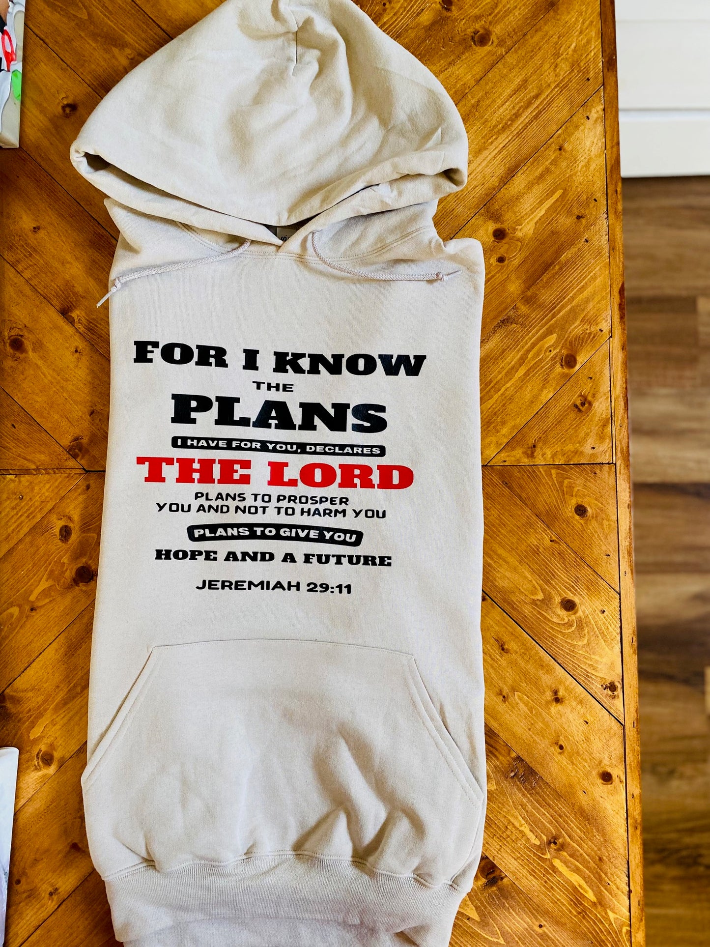 For I know the plans I have for you, declares the Lord plans to prosper you and not to harm you plans to give you Hope and a futureJeremiah 29:11 hoodie