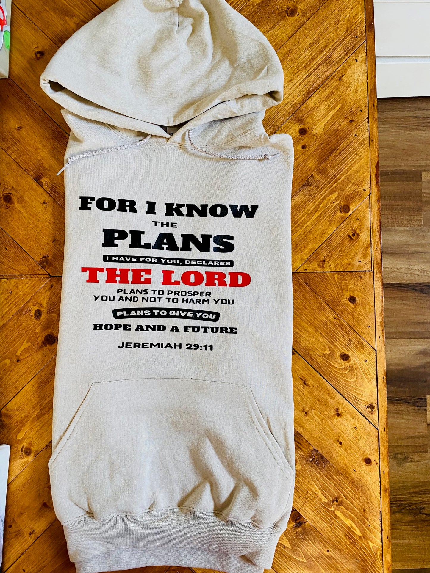 For I know the plans I have for you, declares the Lord plans to prosper you and not to harm you plans to give you Hope and a futureJeremiah 29:11 hoodie