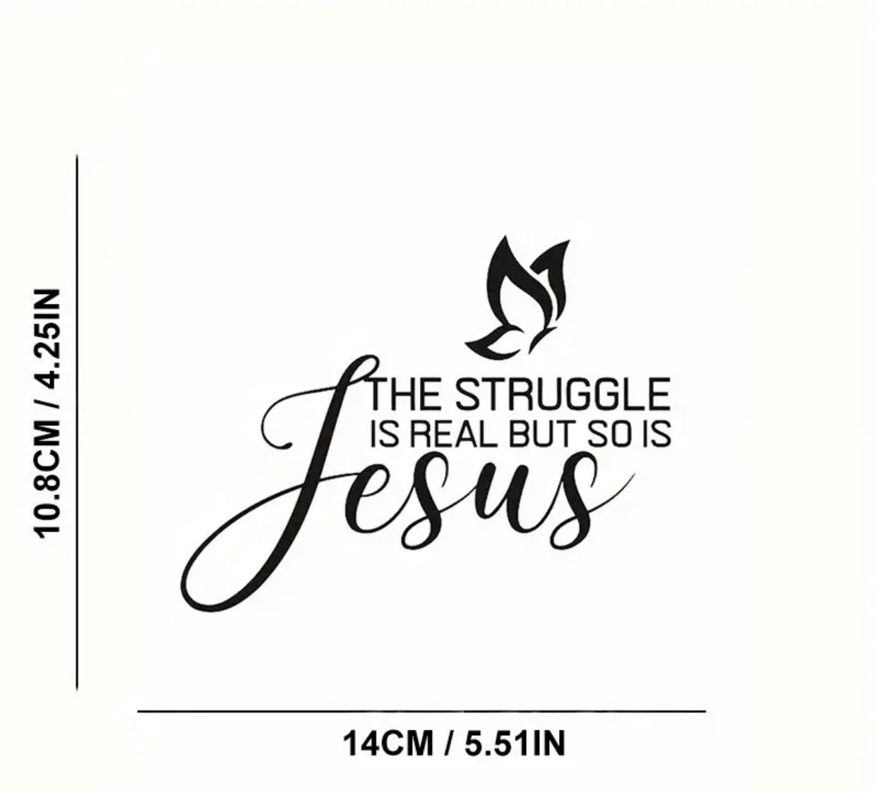 The Struggle Is Real but so is my Jesus Waterproof PVC Sticker - Decorative Decal for Laptop, Water Bottle, Car, Truck, SUV, Motorcycle, Vehicle Window, Wall, Cup, Toolbox, Guitar, and Scooter - Durable and Easy to Apply