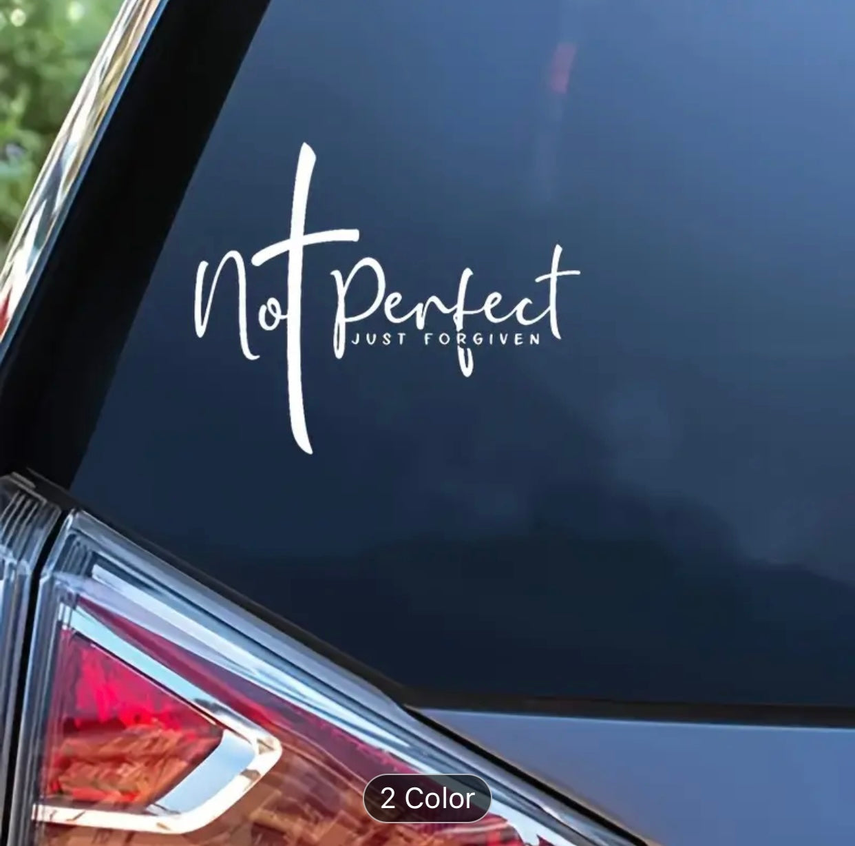 Vinyl "Not Perfect Just Forgiven" Decal Sticker for Car, Laptop, Truck, and Wall - Durable Adhesive Christian Faith Emblem