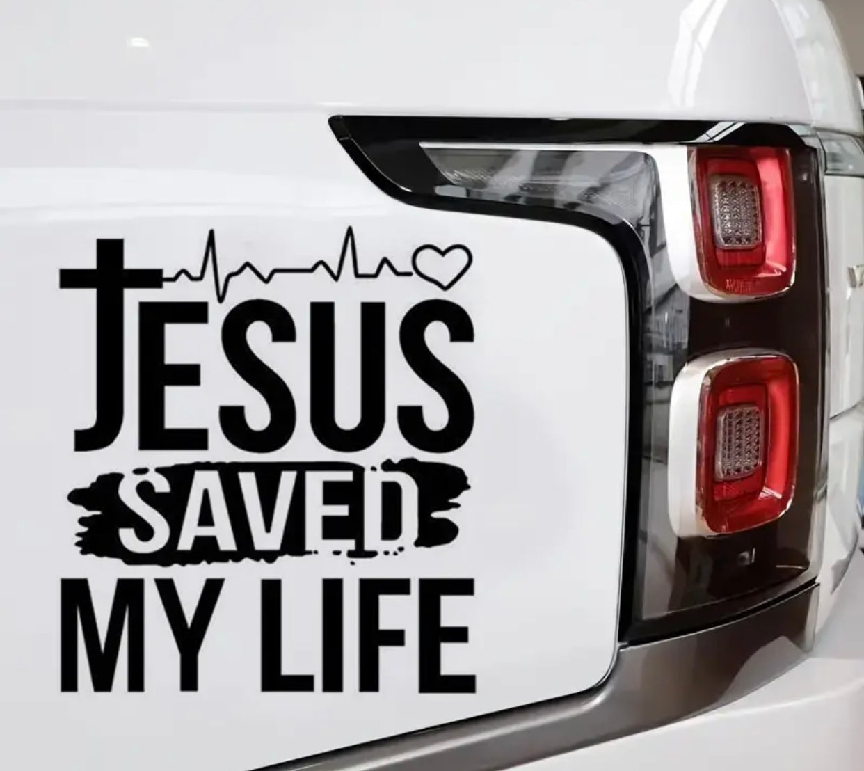 Jesus Saved My Life Heartbeat Love Car Stickers For Laptop Water Bottle Vehicle Paint Window Wall Cup Toolbox Guitar Scooter Decals Auto Accessories