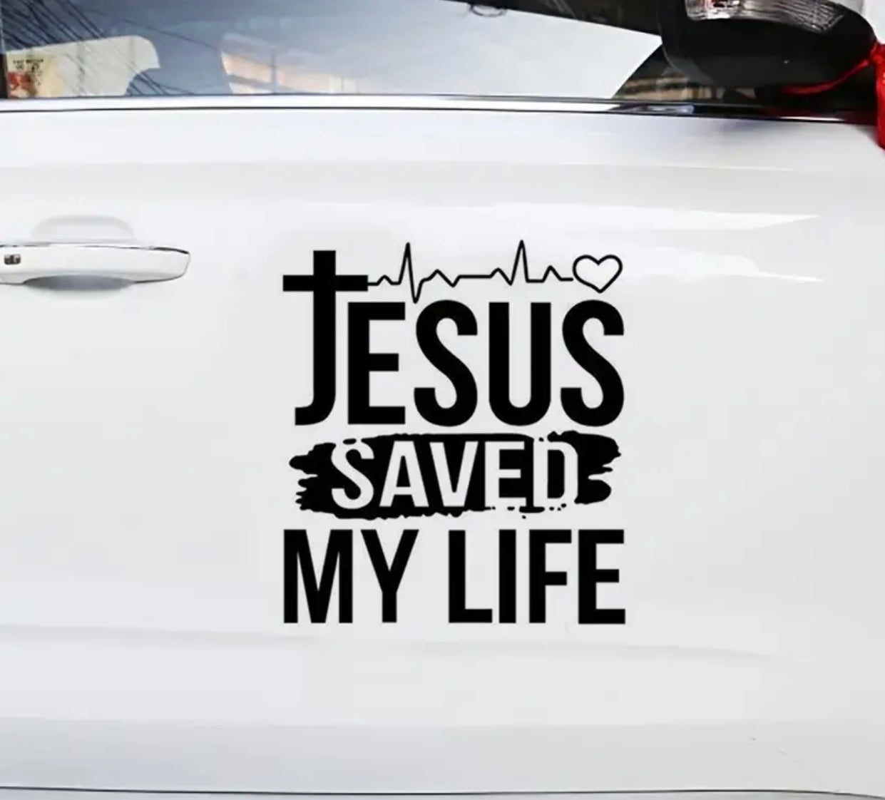 Jesus Saved My Life Heartbeat Love Car Stickers For Laptop Water Bottle Vehicle Paint Window Wall Cup Toolbox Guitar Scooter Decals Auto Accessories