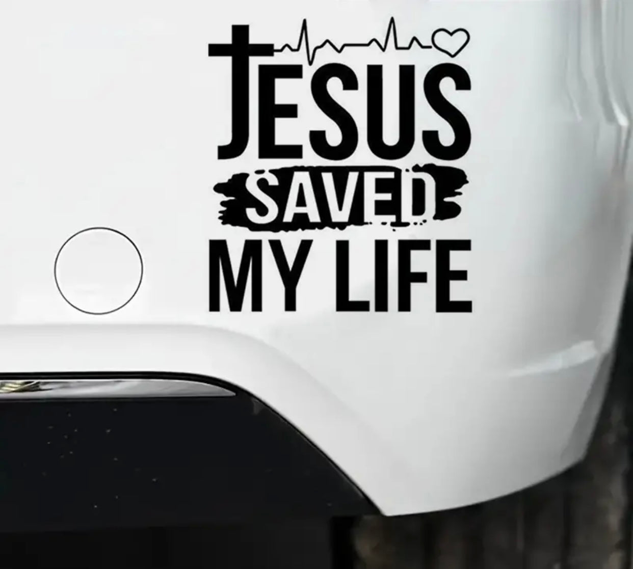 Jesus Saved My Life Heartbeat Love Car Stickers For Laptop Water Bottle Vehicle Paint Window Wall Cup Toolbox Guitar Scooter Decals Auto Accessories