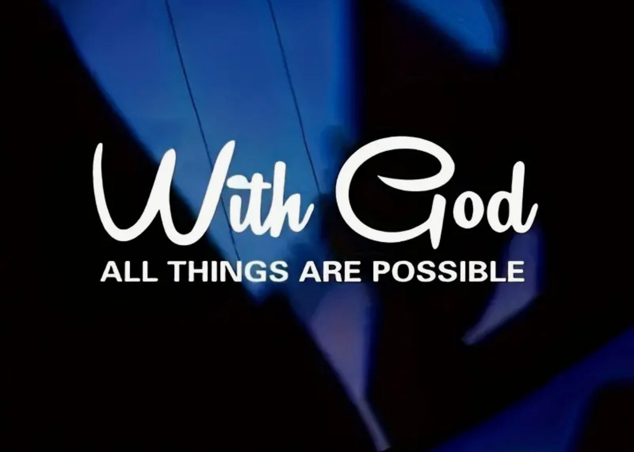 Inspirational Vinyl Car Decal - Perfect for Car Window, Body, Motorcycle, and Go-Kart Decoration with Uplifting With God All Things Are Possible Quote - Made of High-Quality, Long-Lasting Durable Vinyl Material