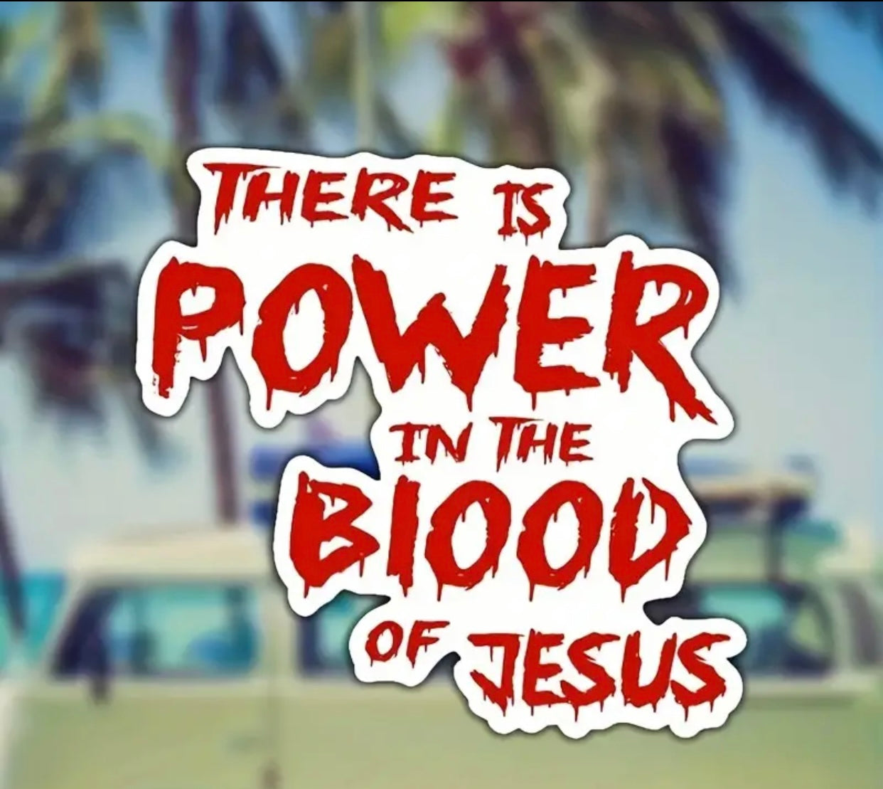 PVC "Power in the Blood of Jesus" Vinyl Decal Sticker for Truck, Car, and Window - Religious Bible Quote Christian Emblem for Automobiles