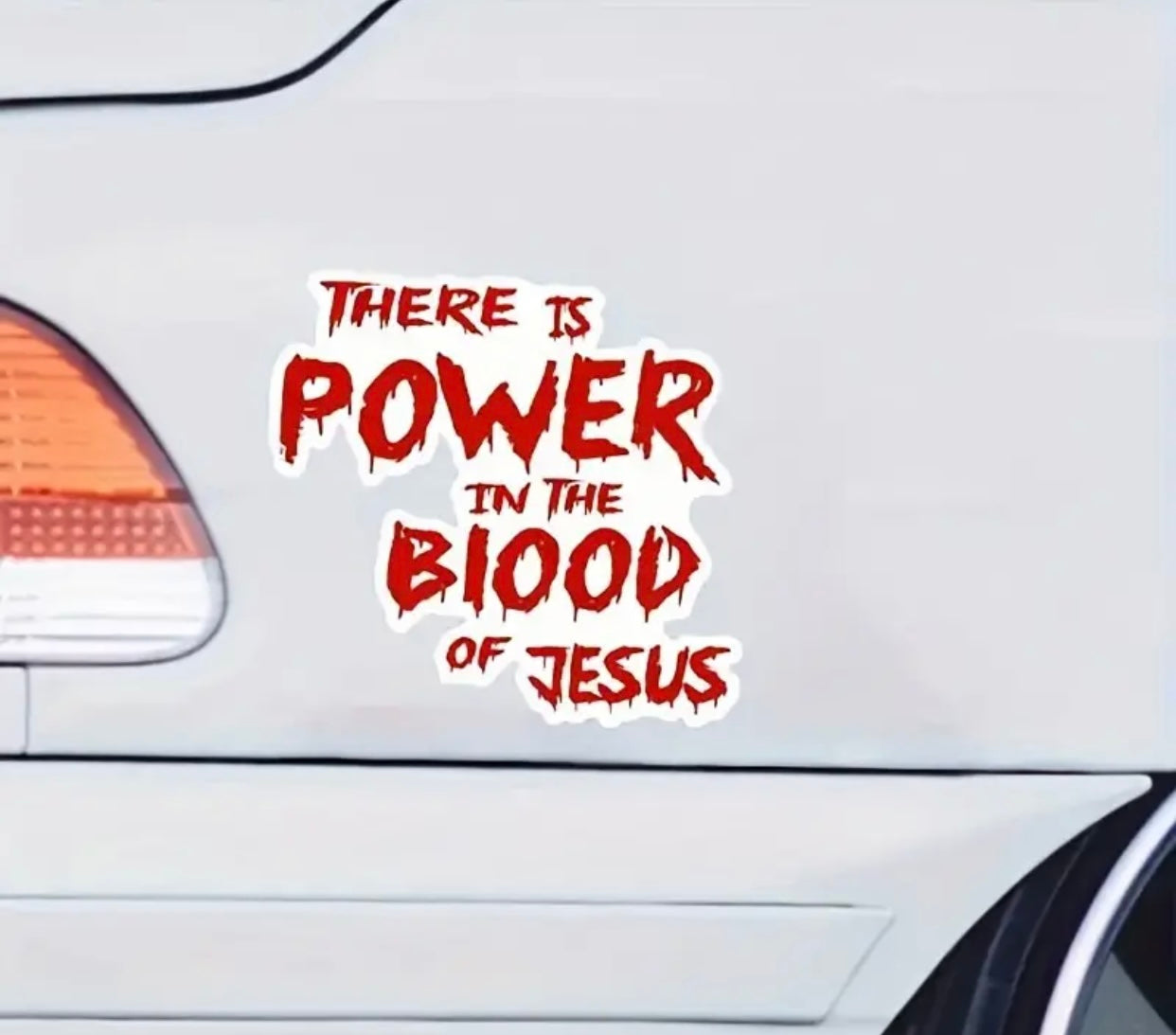 PVC "Power in the Blood of Jesus" Vinyl Decal Sticker for Truck, Car, and Window - Religious Bible Quote Christian Emblem for Automobiles