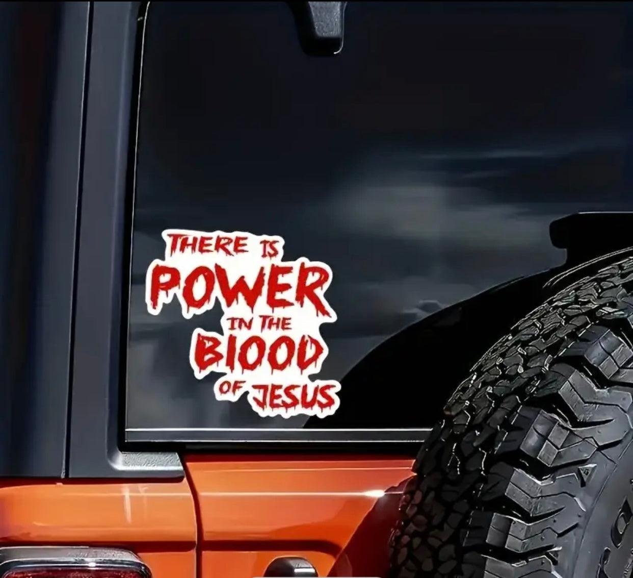 PVC "Power in the Blood of Jesus" Vinyl Decal Sticker for Truck, Car, and Window - Religious Bible Quote Christian Emblem for Automobiles