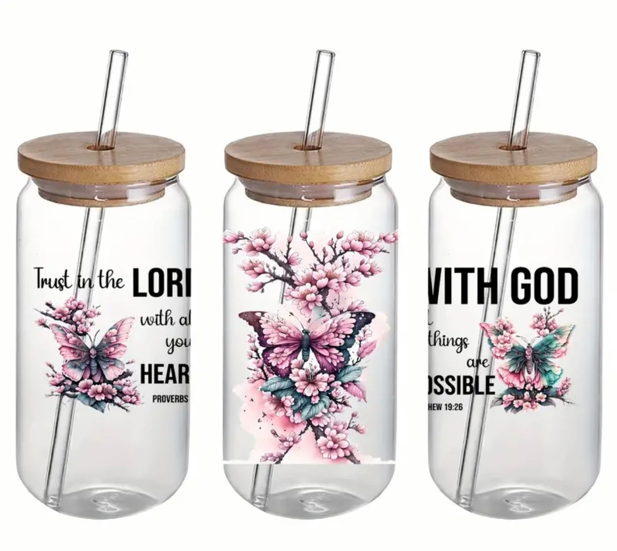 Trust in the Lord with all your heart, With God all things are possible Iced Coffee Cup Glass