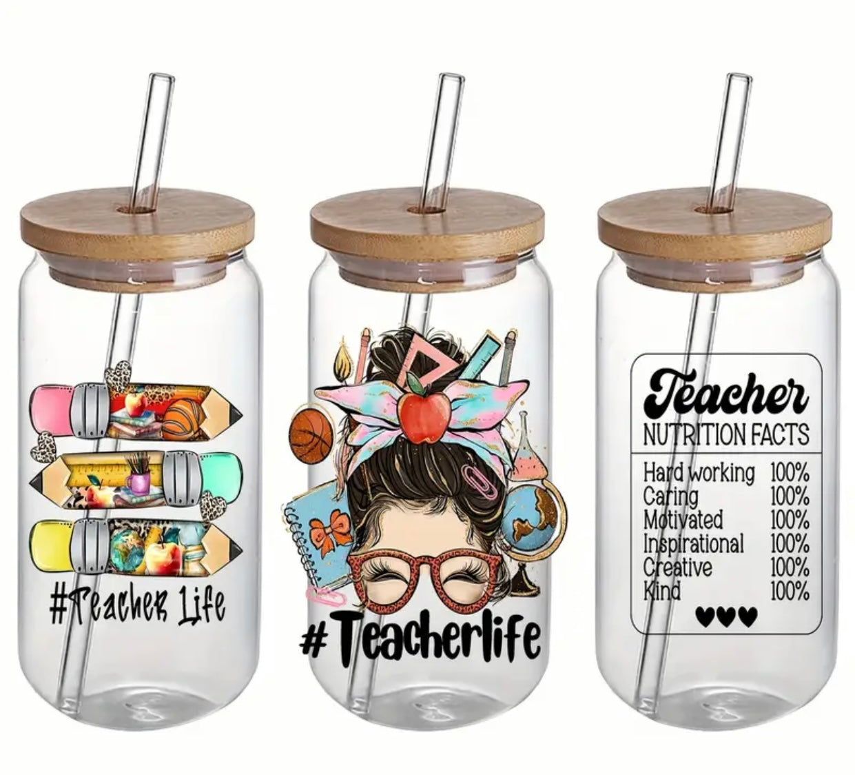 Teacher Life Iced Coffee Cup Glass